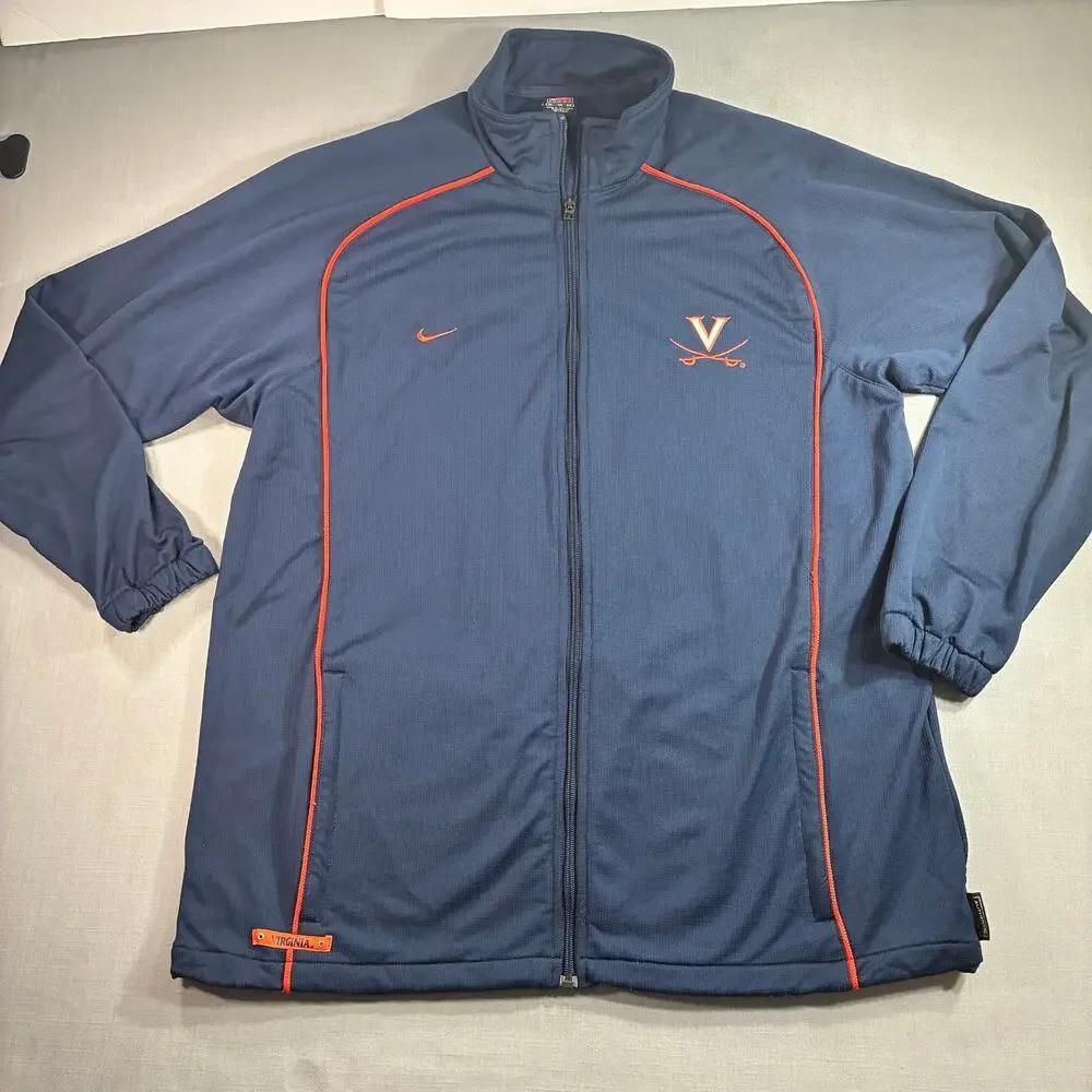 Vintage Nike Team Virginia Cavaliers Full Zip Jacket Mens XL Blue Embroidered